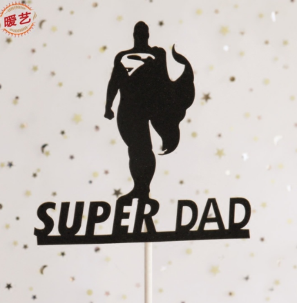 2 pcs Black super dad cake topper